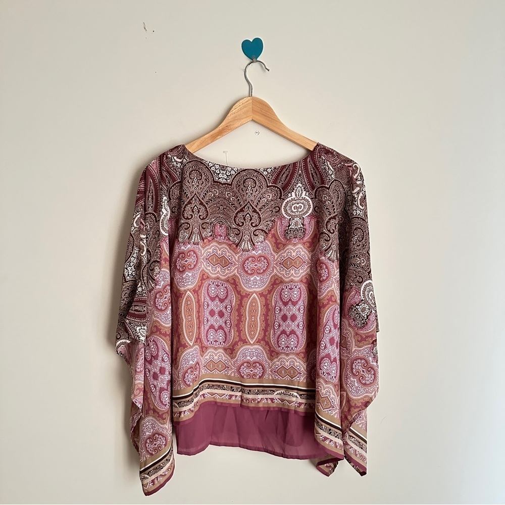 New Directions Layered Paisley Print Women's Top
